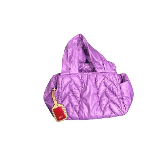 Purple Y2K UGG Quilted Puffer Handbag Purse Double Handle Bag Rare HTF 5 Pockets - Picture 1 of 14